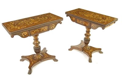 Appraisal: A pair of early th century Anglo-Dutch marquetry swivel top