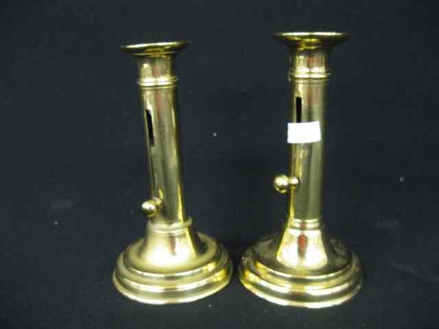 Appraisal: Pair of Victorian Brass Candlesticks push-up style ''