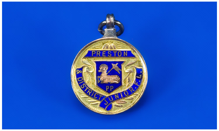 Appraisal: Silver Football Fob Gilt And Enamelled Front Preston District Junior