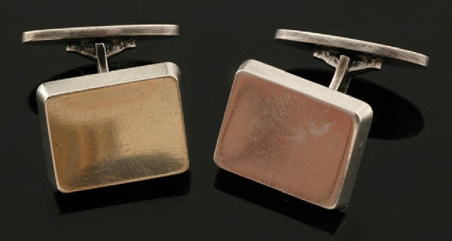 Appraisal: A pair of cufflinks by Georg Jensen The rectangular panels