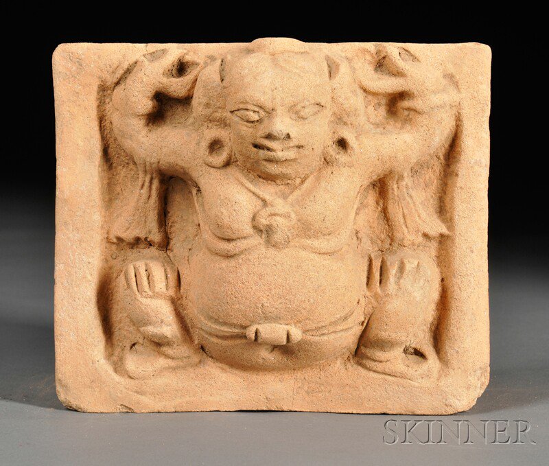 Appraisal: Pair of Terra-cotta Wall Mounts eastern India possibly Gupta Period