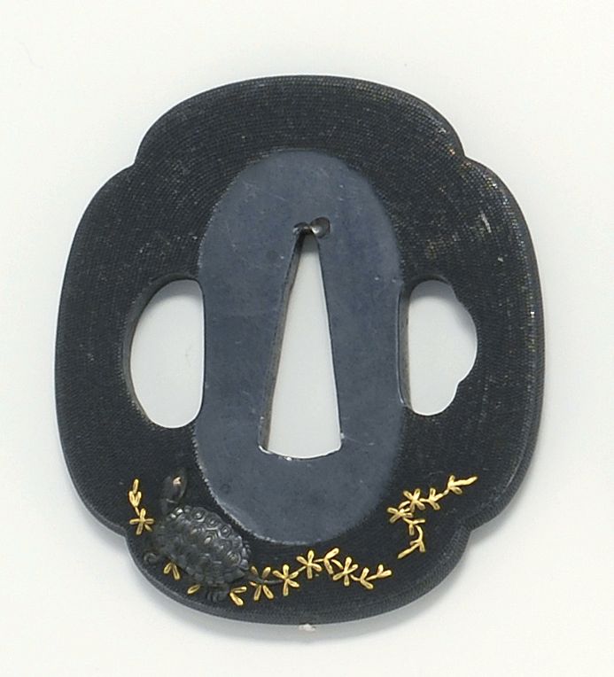 Appraisal: SHAKUDO TSUBA Early th CenturyIn mokko form with tortoise and