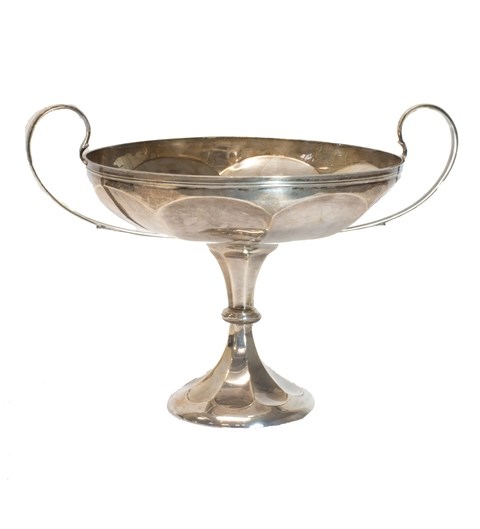 Appraisal: A silver twin handled pedestal trophy bowl of circular form