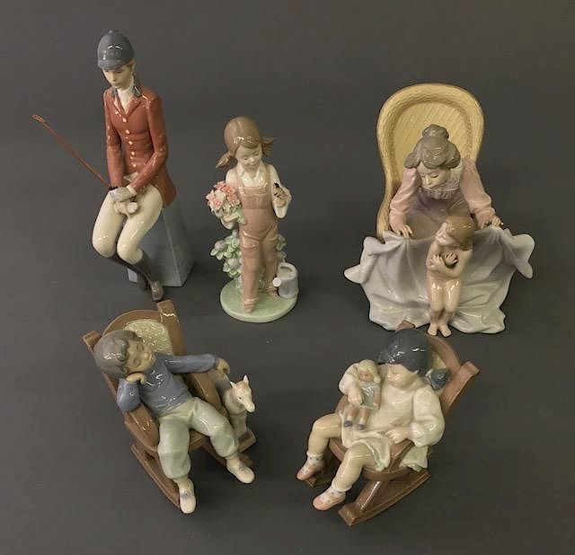 Appraisal: Five Lladro Porcelain Figurines Five Lladro porcelain figurines tallest h