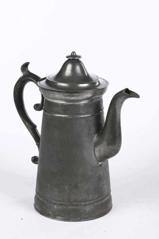 Appraisal: PEWTER AND TIN TEAPOT Touch for Rufus Dunham Westbrook Maine