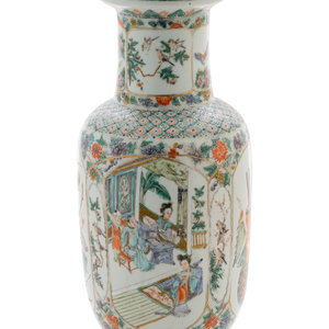 Appraisal: A Chinese Famille Verte Porcelain Rouleau Vase the cylindrical body