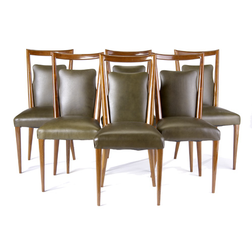 Appraisal: STYLE OF GIO PONTI Set of six walnut dining chairs