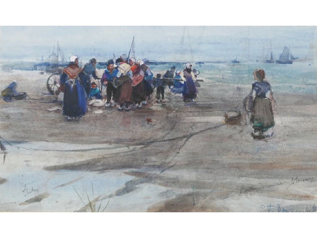 Appraisal: CATH TOWNSEND WARNER - WATERCOLOUR 'Study' Dutch beach scene with