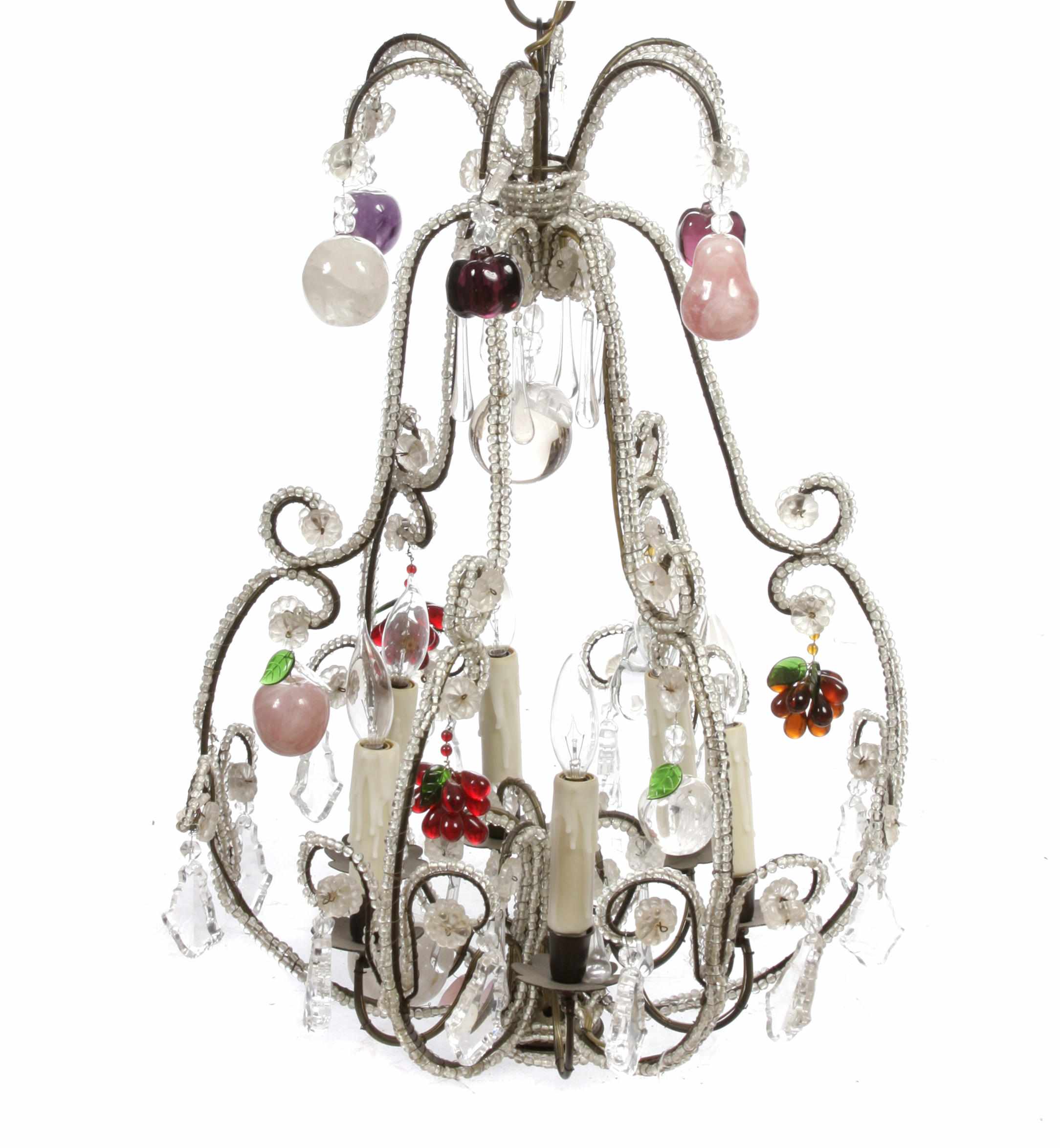 Appraisal: An Italian Neoclassical style glass six light chandelier height in