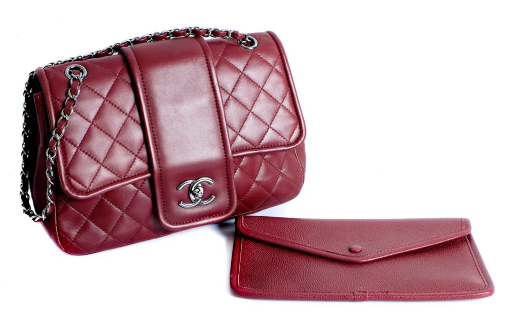 Appraisal: CHANEL QUILTED LAMBSKIN FLAP BAG W WALLETChanel quilted lambskin flap