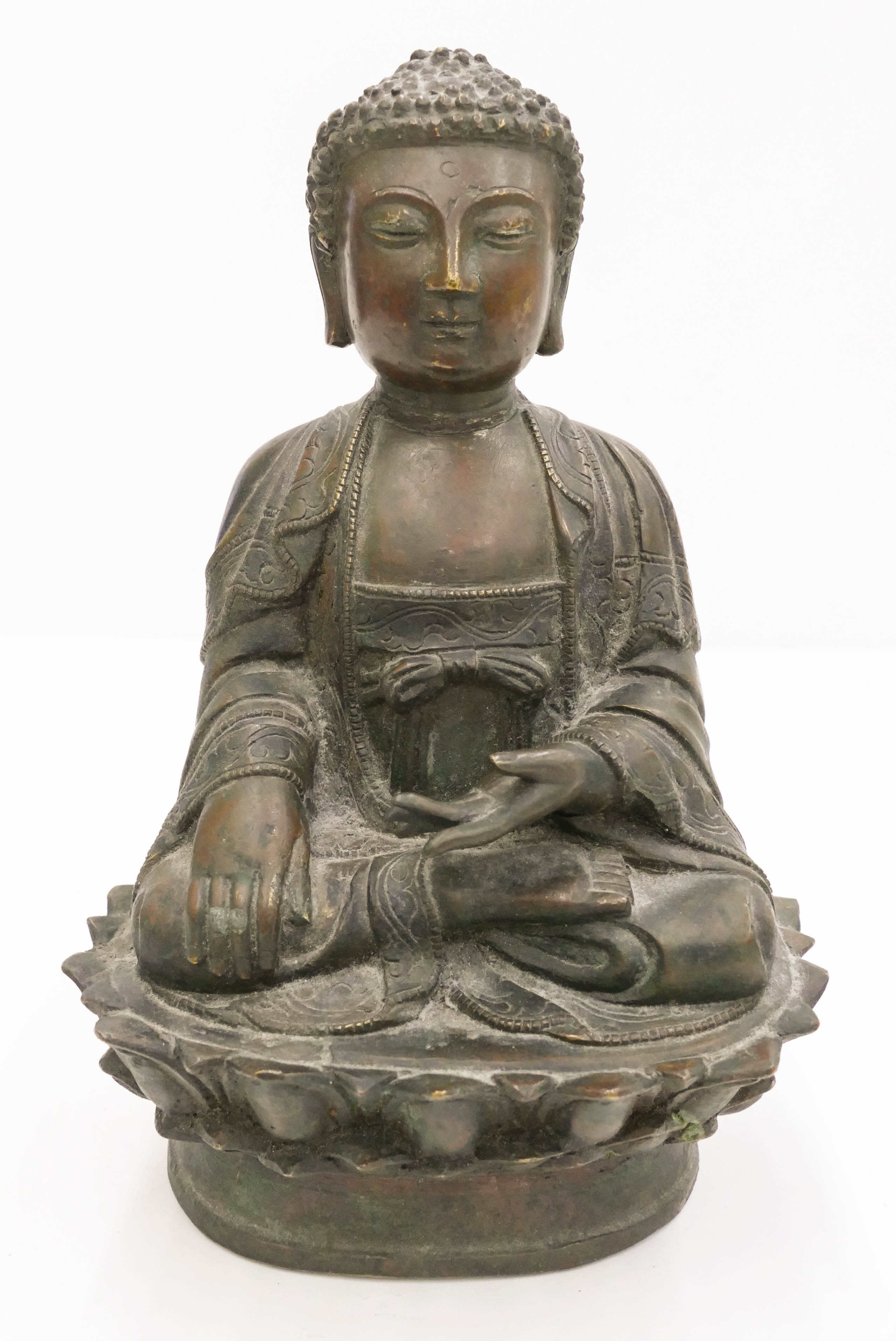 Appraisal: Chinese th Cent Lacquered Bronze Seated Buddha ''x '' Seated