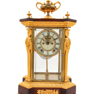 Appraisal: An Ansonia Commodore Gilt Metal Mounted Crystal Mantel Clock Height