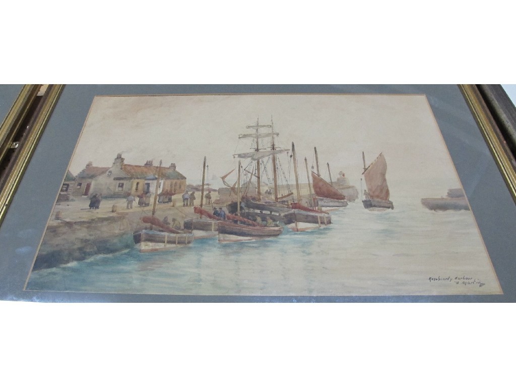 Appraisal: DAVID MARTIN Watercolour 'Rosehearty Harbour' signed and entitled