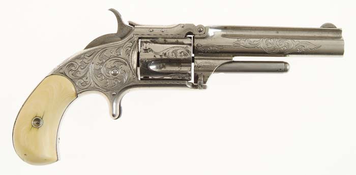 Appraisal: ENGRAVED SMITH WESSON NEW MODEL - SPUR TRIGGER REVOLVER Cal