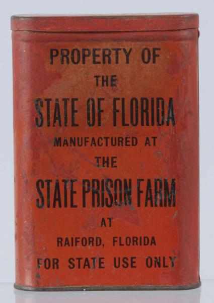 Appraisal: State of Florida Prison Farm Pocket Tobacco Tin Condition Excellent