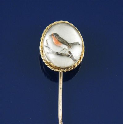 Appraisal: A late th century gold stick pin mounted with a