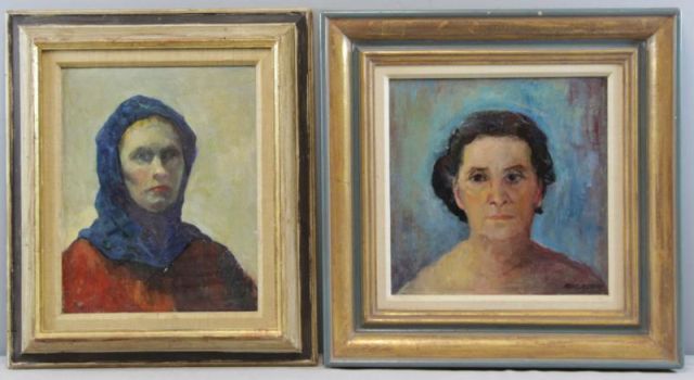 Appraisal: MAGAZZINI Gene Two Oil on Canvas Portraits Yolanda - signed