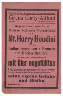 Appraisal: Houdini Harry Ehrich Weisz Circus Corty-Althoff Mr Harry Houdini Munich