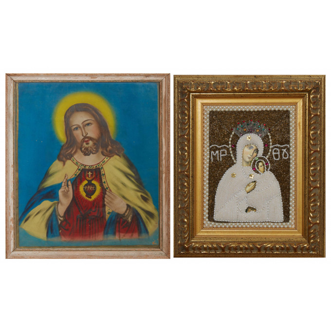 Appraisal: Pair of Religious Works consisting of an image of Christ