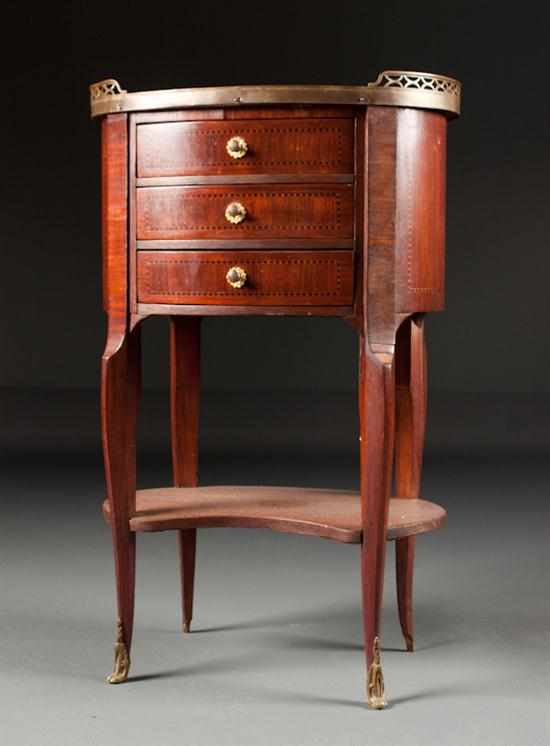 Appraisal: Louis XV style inlaid rosewood breche d'alep marble-top chiffonier a