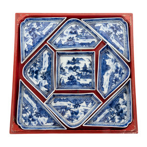 Appraisal: A Chinese Export Canton Blue and White Porcelain Sweetmeat Set