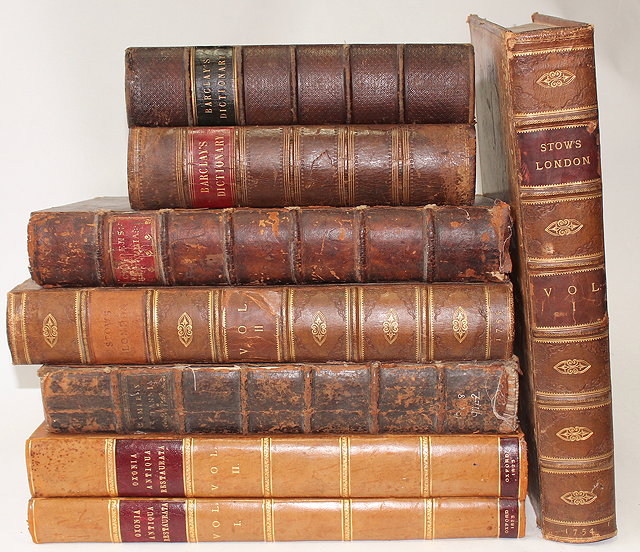 Appraisal: A GROUP OF EIGHT ANTIQUE BOOKS with decorative bindings to