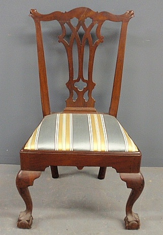 Appraisal: - Philadelphia Chippendale mahogany side chair c with a slip