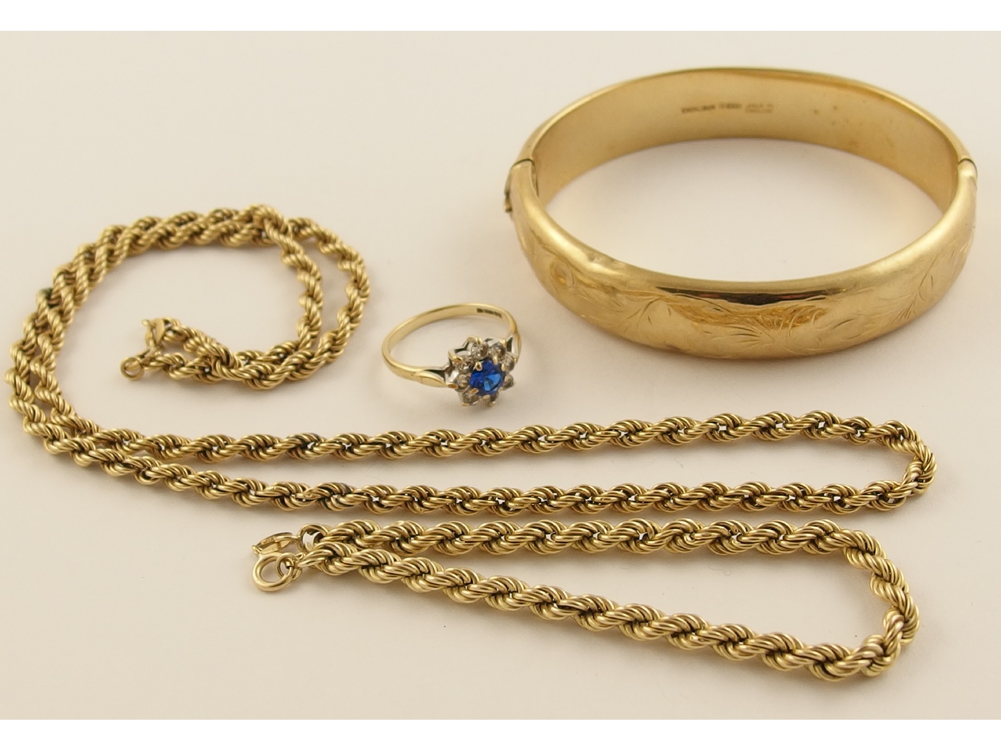 Appraisal: A ct rope chain necklace and bracelet set a ct