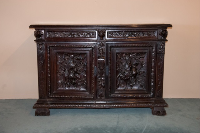 Appraisal: Heavily carved fruit and foliage panels H x W x