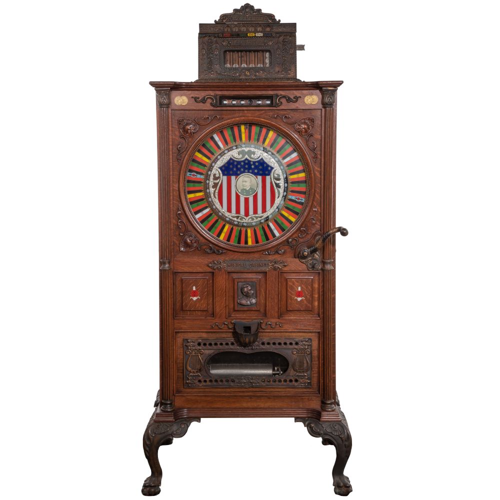 Appraisal: MILLS DEWEY C SLOT MACHINE WITH MUSIC BOXUpright hand crank