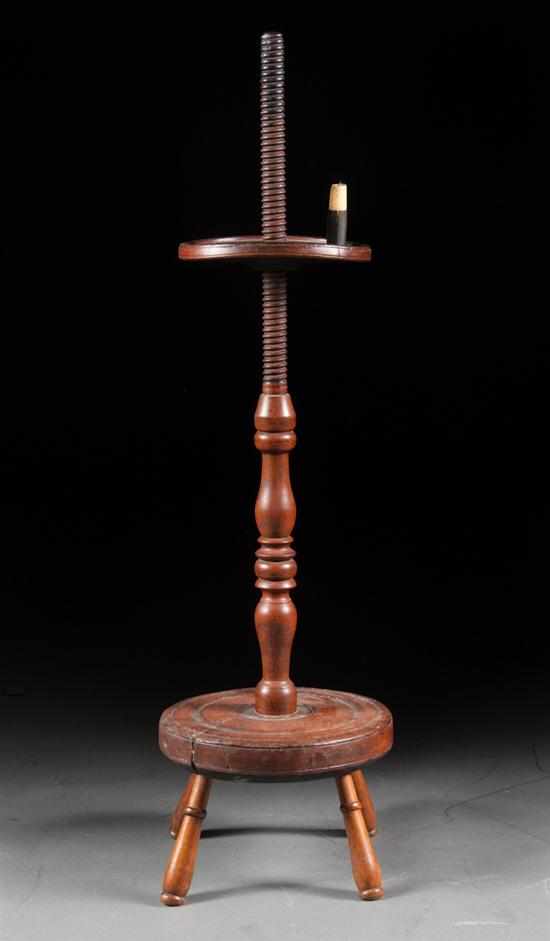 Appraisal: Federal cherrywood adjustable floor candle lamp late th century circular