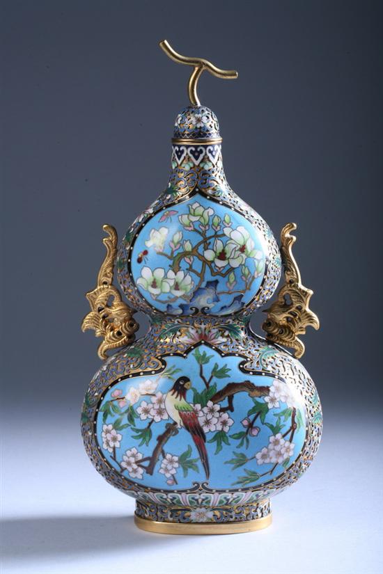 Appraisal: CHINESE CLOISONN ENAMEL DOUBLE-GOURD VASE AND COVER th century With