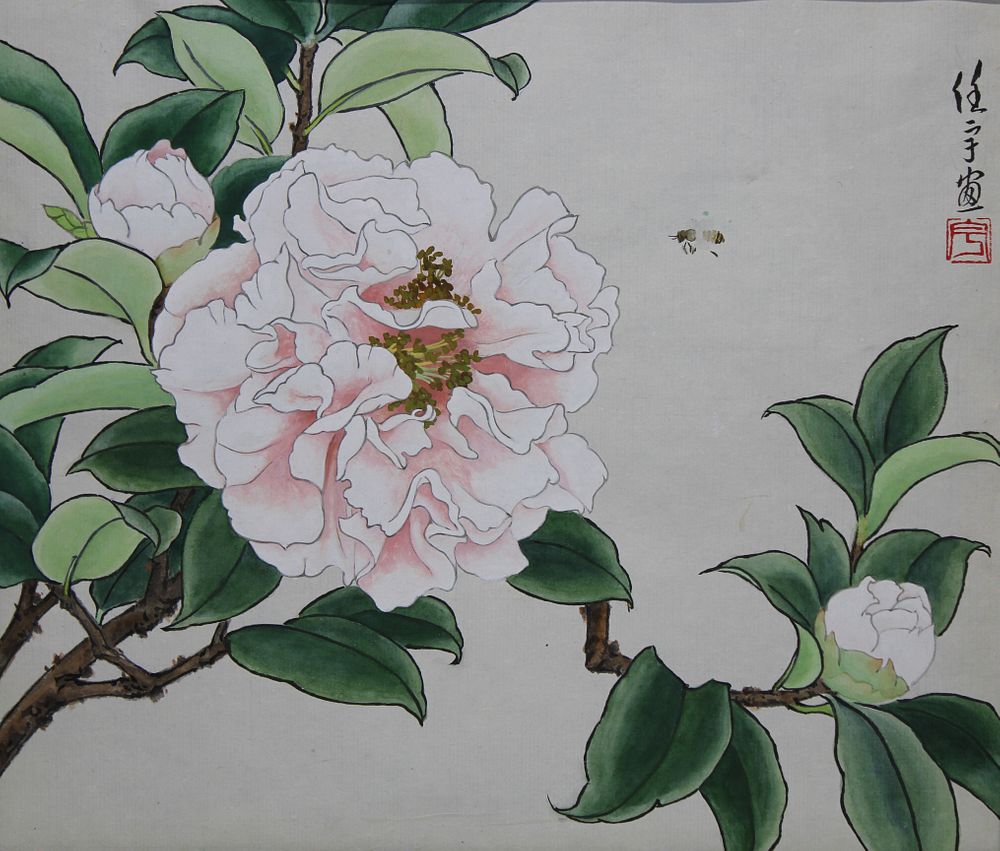 Appraisal: Ren Yu B Peony Camellia Ren Yu Chinese B Peony