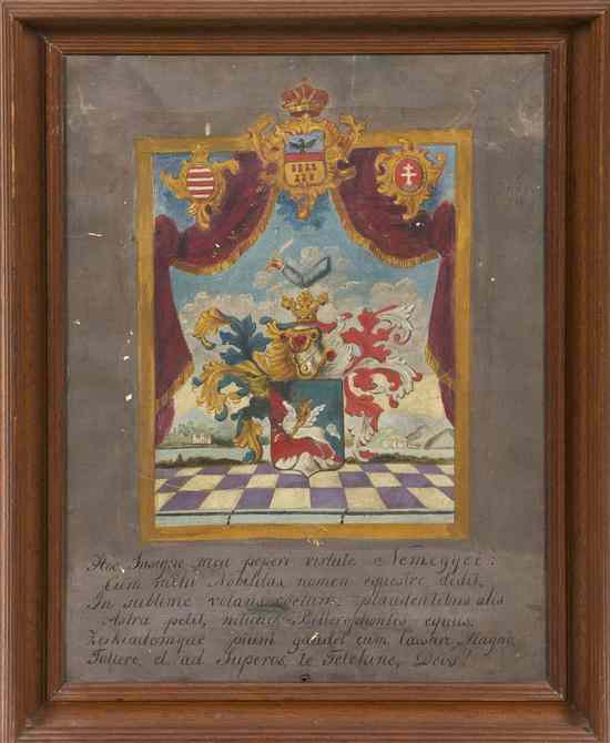 Appraisal: A French Painted Armorial Crest incorporating various elements including an