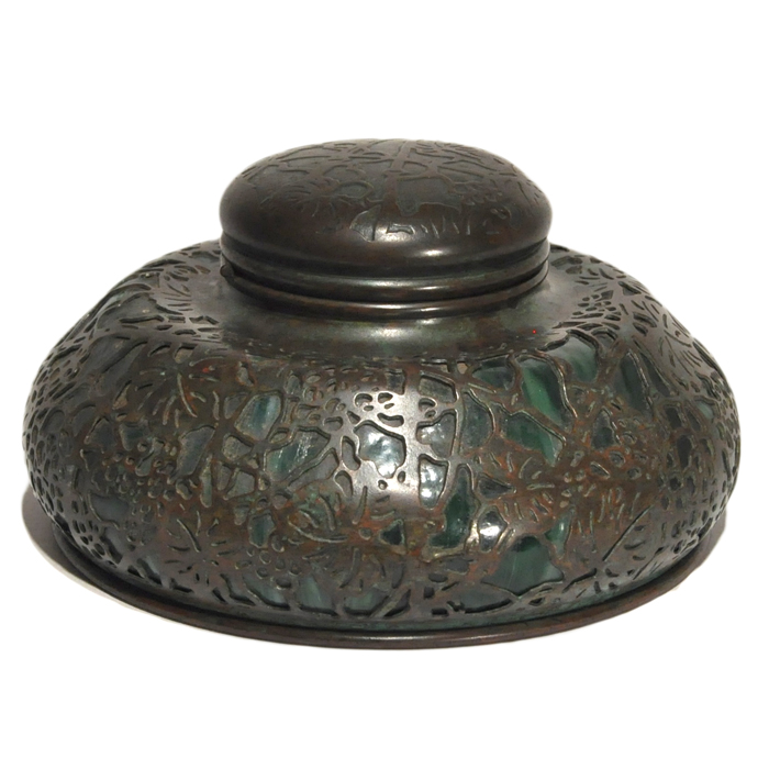 Appraisal: Good Tiffany Studios inkwell large form bronze in the Grape