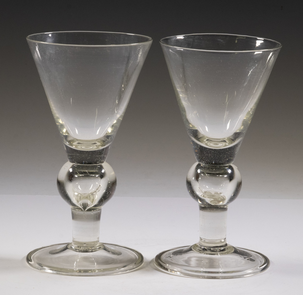 Appraisal: PR BALUSTER GLASS GOBLETS Pair of English th c Drinking