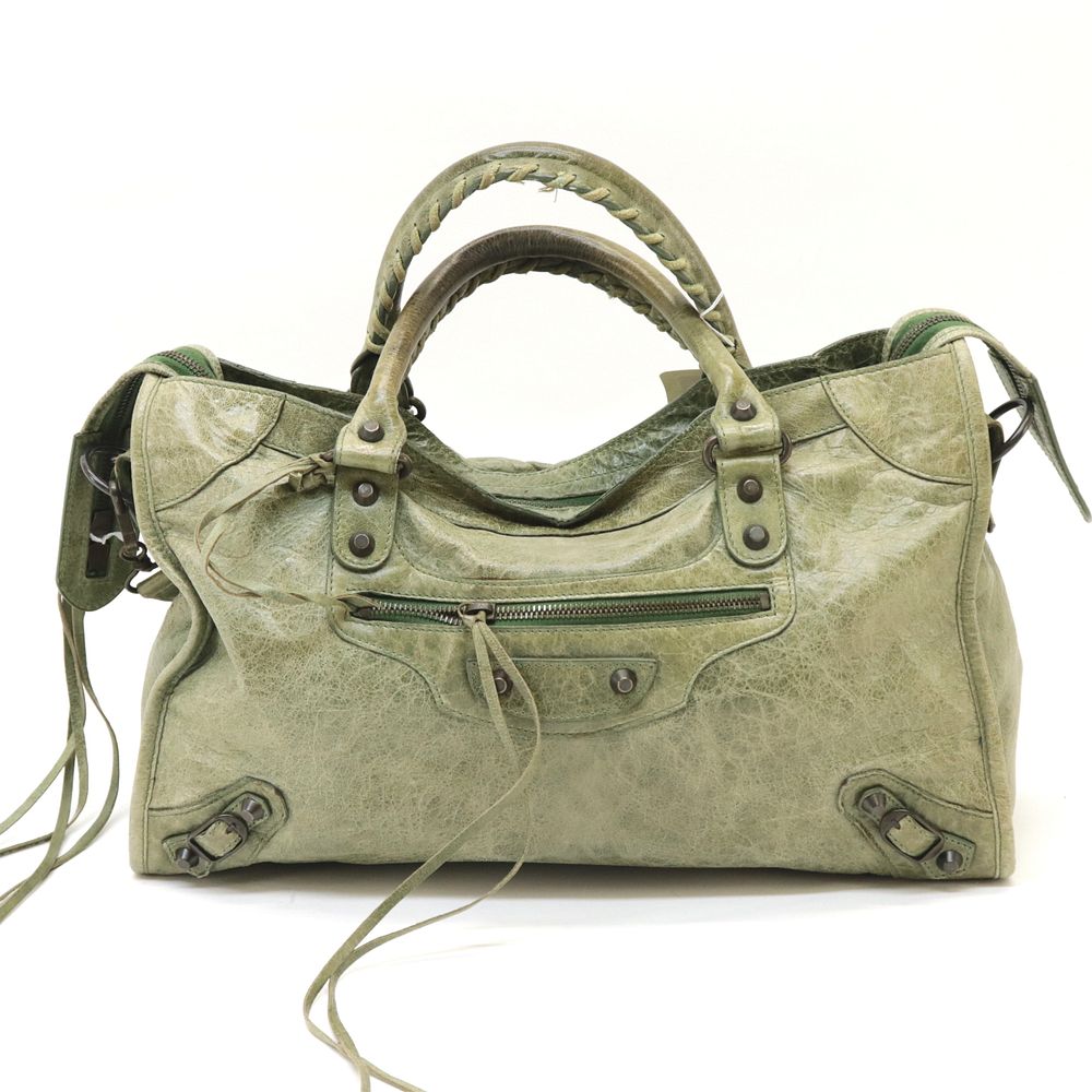 Appraisal: Balenciaga - City Balenciaga City in green distressed calf leather