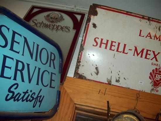 Appraisal: A BLUE ENAMEL SIGN AND A 'SHELL-MEX AND BP' ANTIQUE