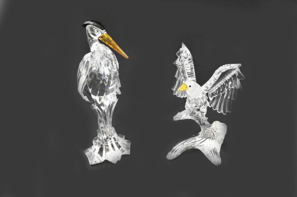 Appraisal: TWO SWAROVSKI FIGURES OF AN EAGLE AND A STORKMarked on