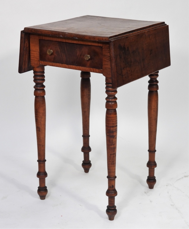 Appraisal: FINE NEW ENGLAND TIGER MAPLE WORK STAND New England th