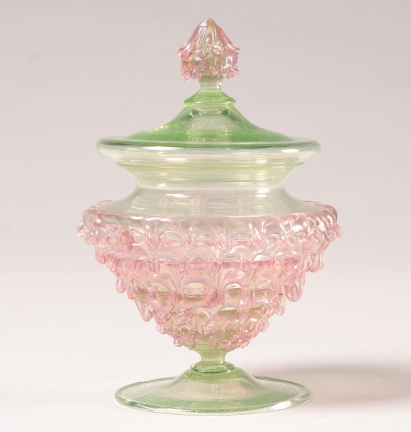 Appraisal: Salviati applied glass jar H Very good condition with no