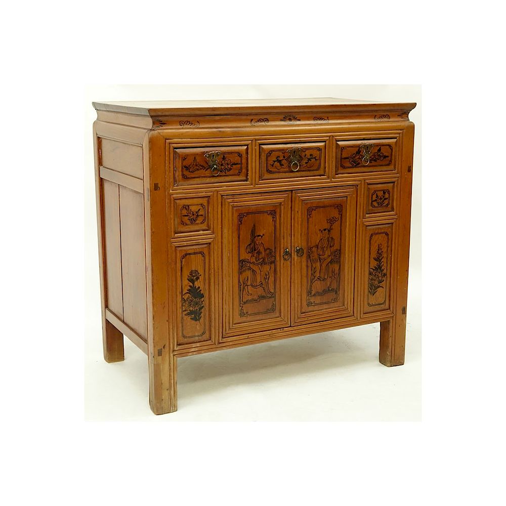 Appraisal: Chinese Cypress Wood Cabinet Circa Chinese Cypress Wood Cabinet with