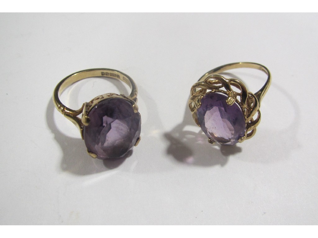 Appraisal: Two ct gold amethyst single stone ring