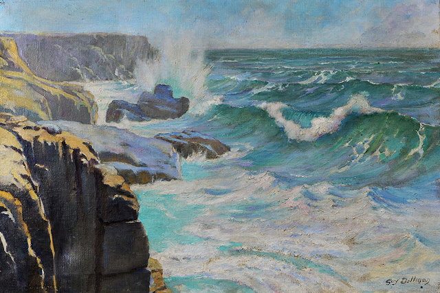 Appraisal: GUY DOLLMAN TH CENTURY Breaking waves signed oils on canvas