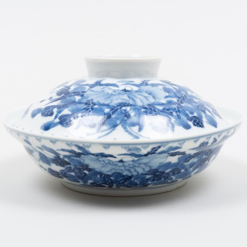 Appraisal: Chinese Blue and White Porcelain Bowl and Cover Blue painted