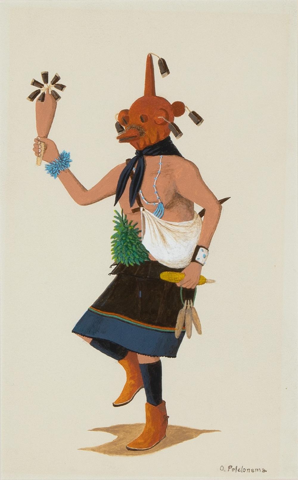 Appraisal: OTIS POLELONEMA UNTITLED MUDHEAD DANCER Otis Polelonema Hopi - Untitled