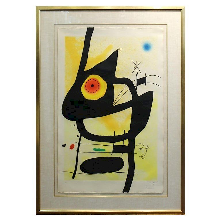 Appraisal: Joan Miro La Femme Des Sables Signed Etching Joan Miro