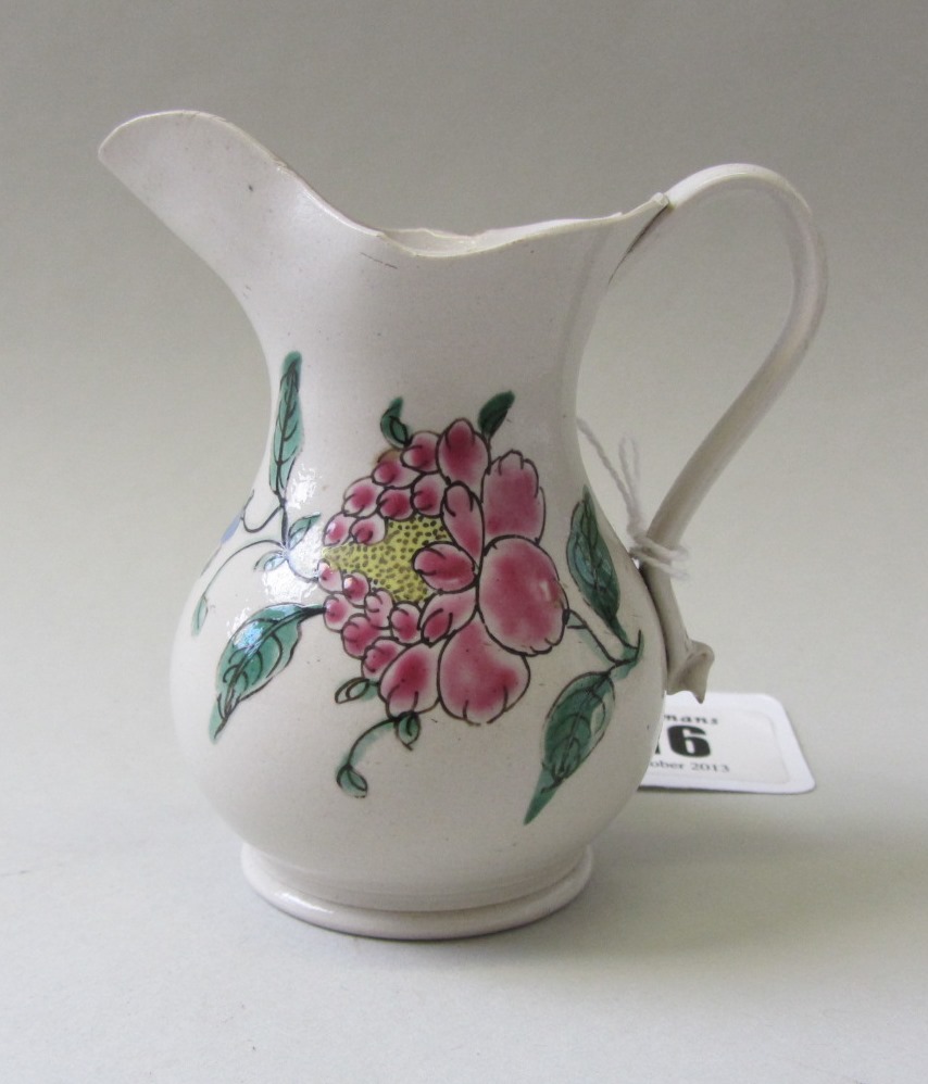 Appraisal: A Staffordshire white saltglaze stoneware milk jug mid th century