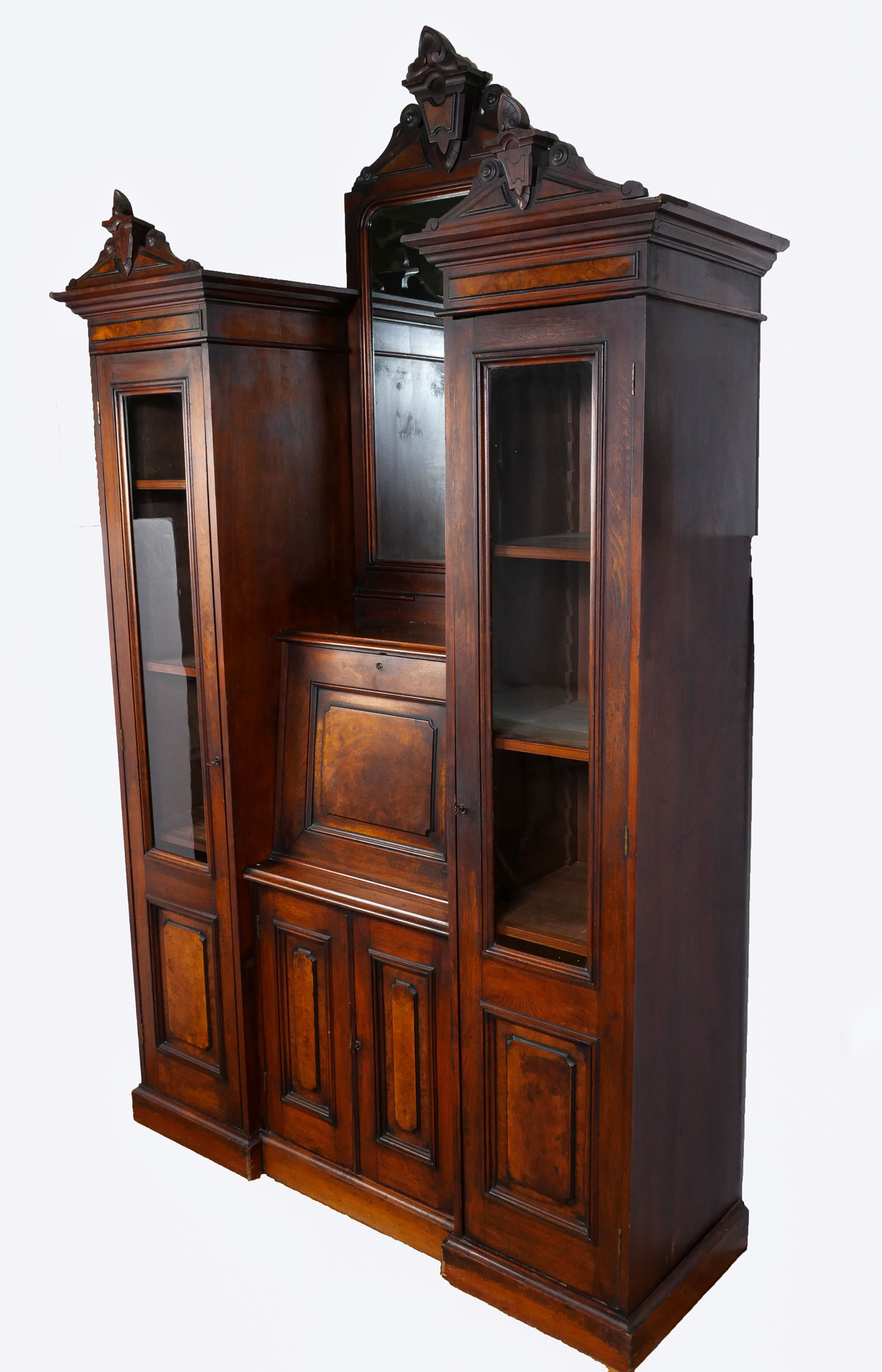 Appraisal: VICTORIAN DROP FRONT SECRETARY Victorian aesthetic movement secretary having a