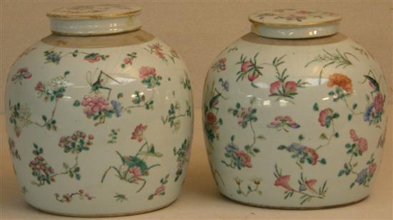 Appraisal: Pair of late th century Chinese ginger jars and covers